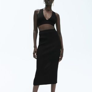 Zara Ribbed Knit Skirt & Tank Top Set
